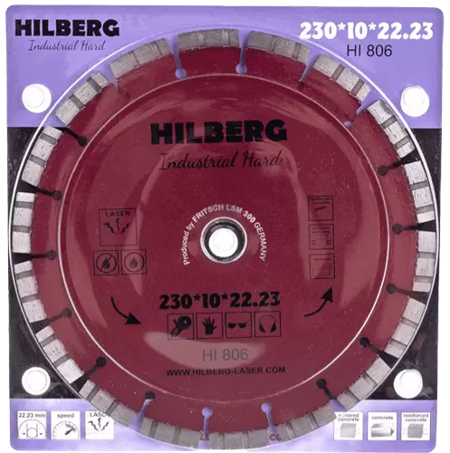 Алмазный диск по железобетону 230*22.23*10*3.2мм Industrial Hard Laser Hilberg HI806 - интернет-магазин «Стронг Инструмент» город Москва