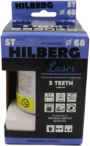 Коронка алмазная по армированному бетону SDS-Plus 68 мм Hilberg Laser 5 Teeth HP268 - интернет-магазин «Стронг Инструмент» город Москва