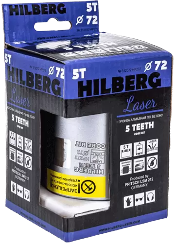 Коронка алмазная по армированному бетону SDS-Plus 72 мм Hilberg Laser 5 Teeth HP272 - интернет-магазин «Стронг Инструмент» город Москва