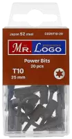 Бита для шуруповерта TORX10*25мм Сталь S2 (20шт.) PP Box Mr. Logo C025T10-20
