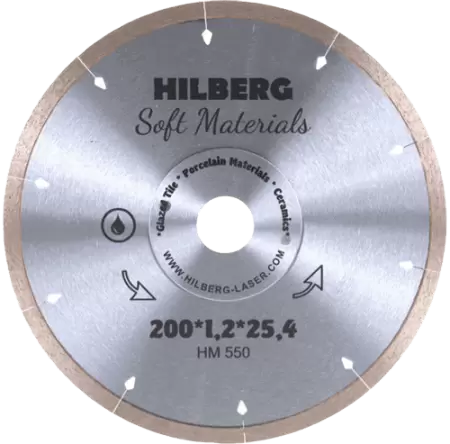 Диск алмазный отрезной по керамической плитке 200*25.4*8*1.2мм Hilberg HM550