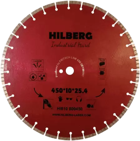 Алмазный диск по железобетону 450*25.4/12*10*3.6мм Industrial Hard Laser Hilberg HI810