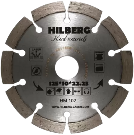 Алмазный диск по железобетону 125*22.23*10*2.0мм Hard Materials Laser Hilberg HM102