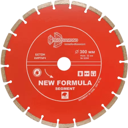 Алмазный диск по бетону 300*32/25.4*10*3.0мм New Formula Segment Trio-Diamond S208