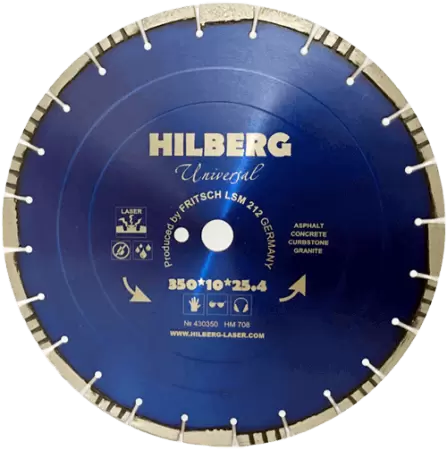 Алмазный универсальный диск 350*25.4/12*10*3.2мм Universal Laser Hilberg HM708