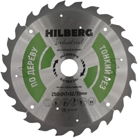 Пильный диск по дереву 250*32/30*2.0*24T Hilberg HWT253