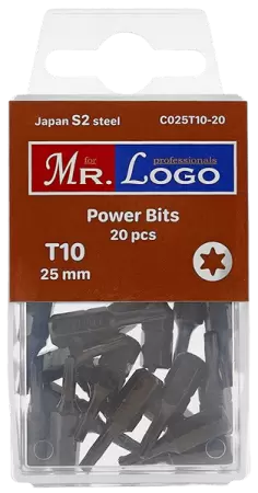Бита для шуруповерта TORX10*25мм Сталь S2 (20шт.) PP Box Mr. Logo C025T10-20