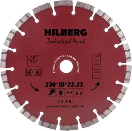 Алмазный диск по железобетону 230*22.23*10*3.2мм Industrial Hard Laser Hilberg HI806