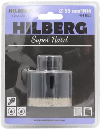 Коронка алмазная по керамике и керамограниту 55*35 М14 Super Hard Hilberg HH655