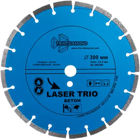 Алмазный диск по железобетону 300*25.4/12*10*3.0мм Laser Trio-Diamond 380300