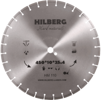 Алмазный диск по железобетону 450*25.4/12*10*4.0мм Hard Materials Laser Hilberg HM110 - интернет-магазин «Стронг Инструмент» город Москва