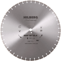 Алмазный диск по железобетону 600*25.4/12*10*4.3мм Hard Materials Laser Hilberg HM113 - интернет-магазин «Стронг Инструмент» город Москва