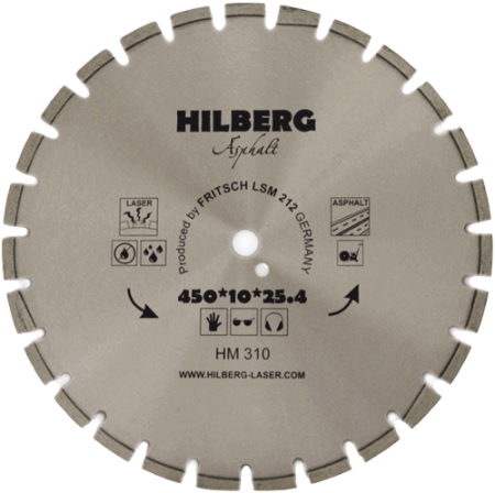 Алмазный диск по асфальту 450*25.4/12*10*3.6мм серия Laser Hilberg HM310 - интернет-магазин «Стронг Инструмент» город Москва
