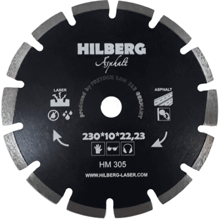 Алмазный диск по асфальту 230*22.23*10*2.3мм Asphalt Laser Hilberg HM305 - интернет-магазин «Стронг Инструмент» город Москва