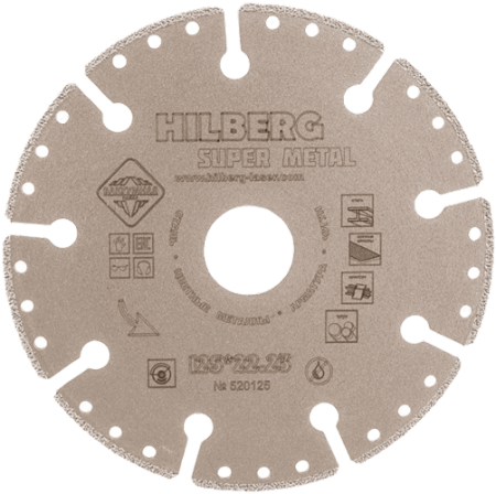 Алмазный отрезной диск по металлу 125*22.23*2*1.7мм Super Metal Hilberg 520125