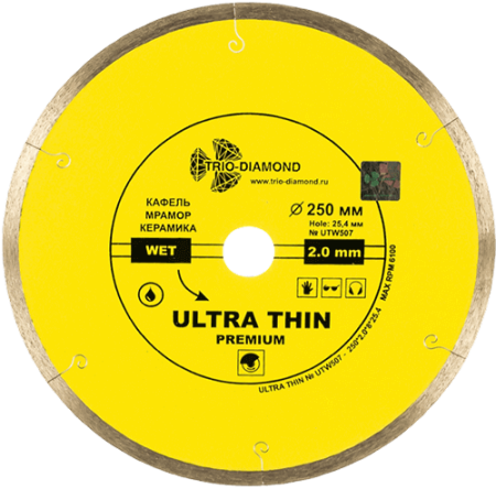 Диск алмазный Ультратонкий 250*25.4*10*2.0 мм Ultra Thin hot press Trio-Diamond UTW507
