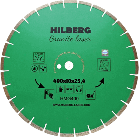 Алмазный диск по граниту 400*25.4/12*10*3.3мм Granite Laser Hilberg HMG400 - интернет-магазин «Стронг Инструмент» город Москва