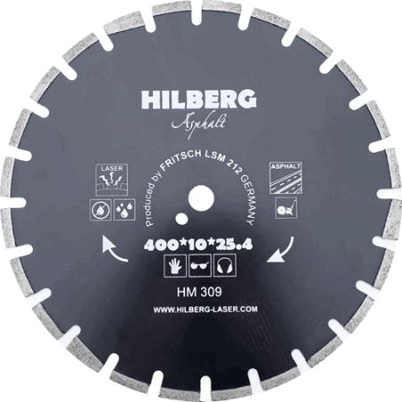 Алмазный диск по асфальту 400*25.4/12*10*3.4мм Asphalt Laser Hilberg HM309