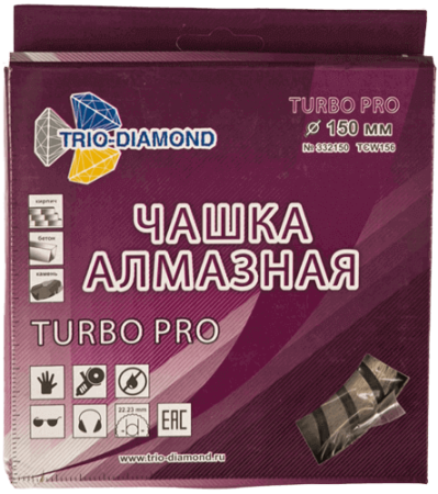 Алмазная чашка по бетону 150*22.23мм турбо Trio-Diamond TCW156 - интернет-магазин «Стронг Инструмент» город Москва