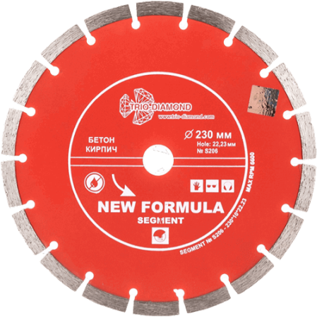 Алмазный диск по бетону 230*22.23*10*2.7мм New Formula Segment Trio-Diamond S206 - интернет-магазин «Стронг Инструмент» город Москва