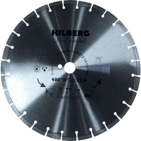 Алмазный диск по железобетону 400*32/25.4/12*10*3.5мм Laser Hilberg HM109/32