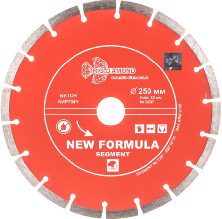 Алмазный диск по бетону 250*32/25.4*10*2.9мм New Formula Segment Trio-Diamond S207 - интернет-магазин «Стронг Инструмент» город Москва