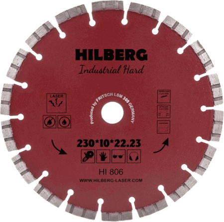 Алмазный диск по железобетону 230*22.23*10*3.2мм Industrial Hard Laser Hilberg HI806 - интернет-магазин «Стронг Инструмент» город Москва