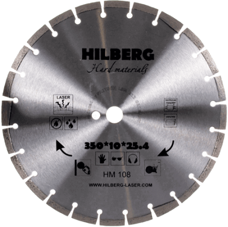 Алмазный диск по железобетону 350*25.4/12*10*3.2мм Hard Materials Laser Hilberg HM108