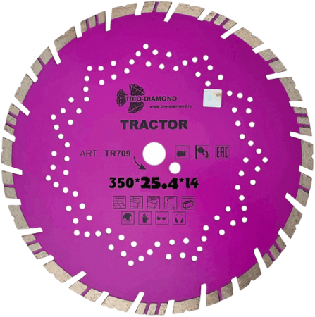 Диск алмазный отрезной Tractor 350*25.4*14*3.2мм Trio-Diamond TR709